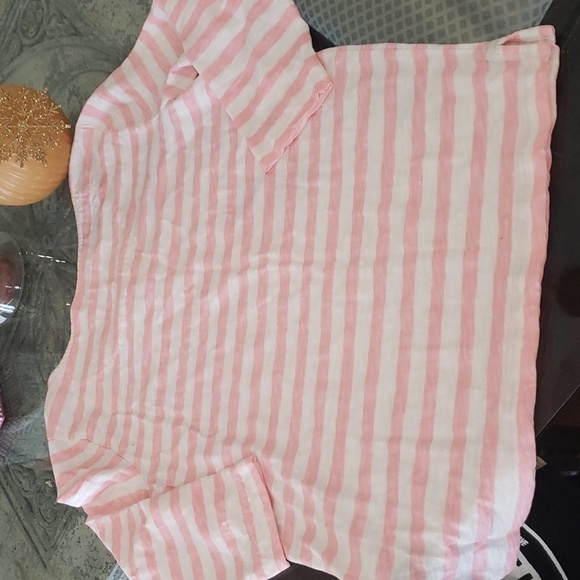 Ralph LAUREN PINK 3/4 SLEEVE STRIPED TOP LARGE - Picture 4 of 4